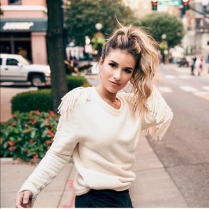 Kittenish Jessie James Decker Fringe Sweatshirt